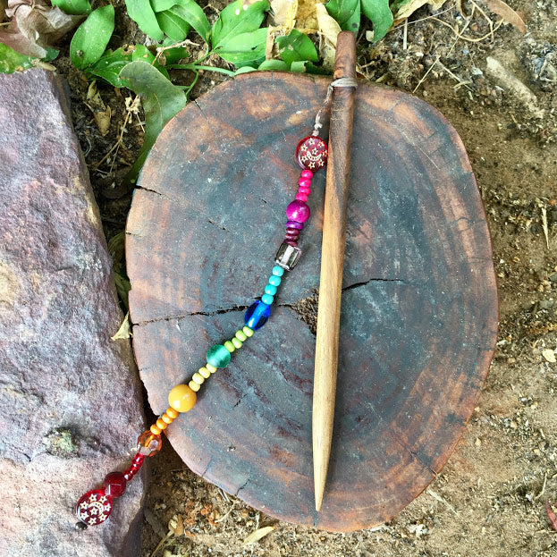 HANDMADE NATURAL WOOD BEADED HAIR STICKS. UNIQUE UP CYCLED WOODEN HAIR ACCESSORIES WOMAN
