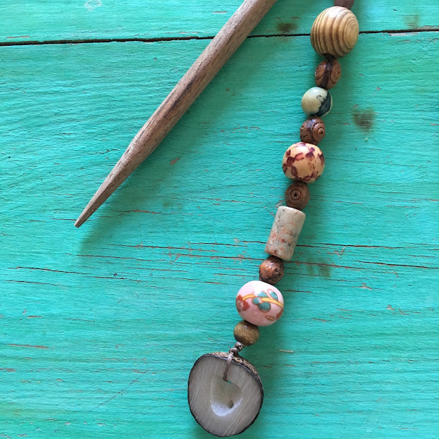 HANDMADE NATURAL WOOD BEADED HAIR STICKS. UNIQUE UP CYCLED WOODEN HAIR ACCESSORIES WOMAN